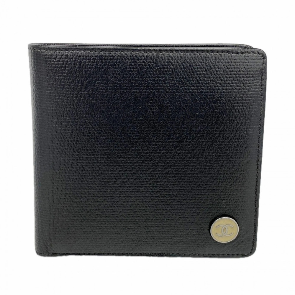 Chanel Coco Button Leather Wallet, Black, Women's